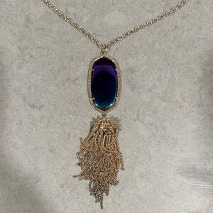Kendra Scott Gold Tassel Pendant Necklace with Blue-Purple Stone